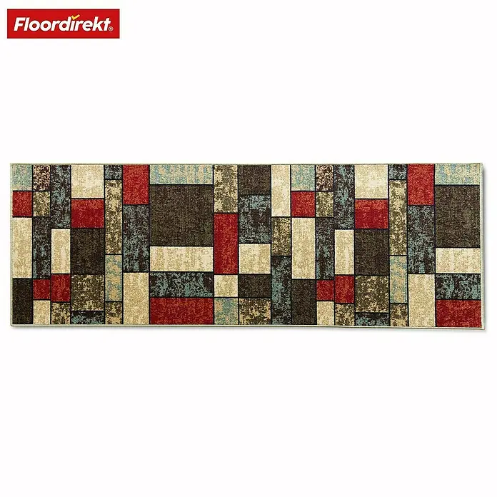 Teppichläufer Mannheim - Patch, 100 x 80 cm, 100 % Polyamid - Teppich mit geometrischem Muster in verschiedenen Farben und Formen für ein modernes Ambiente.