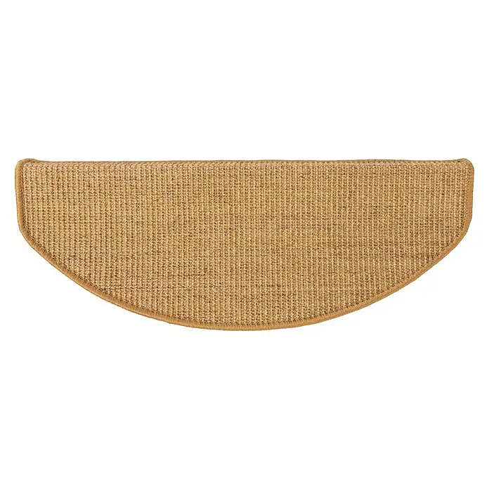 Stufenmatte Premium - 65 x 23,5 cm, 100 % Sisal, Kork - Halbkreisförmige Sisal-Stufenmatte in Braun mit ordentlicher Umrandung für Treppen im Innenbereich. Rutschfeste Auslegware, robust und pflegeleicht.