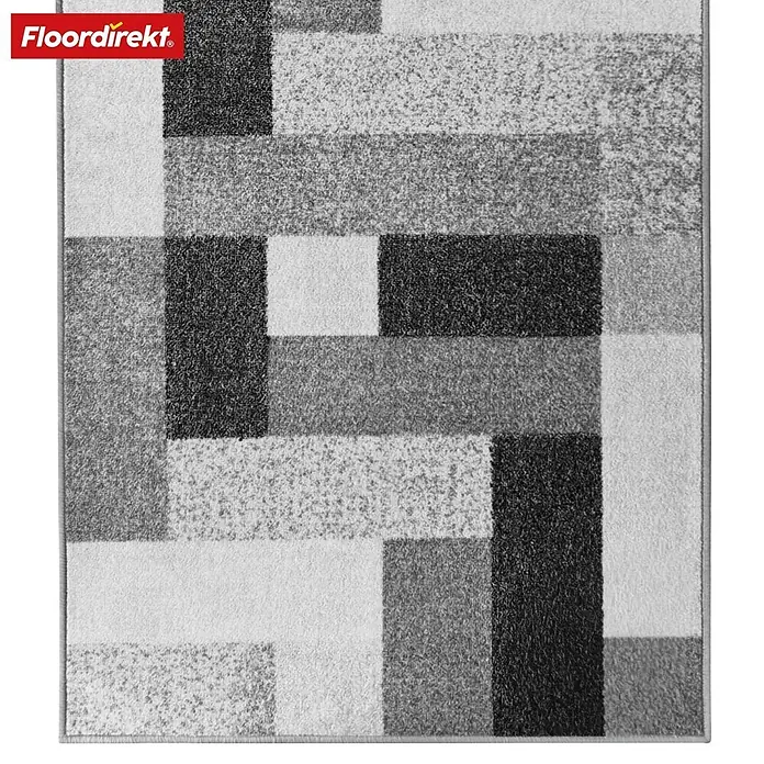 Teppichläufer New York - Anthrazit, 400 x 80 cm, 100 % Polyamid - Ein stilvoller Teppich mit modernem geometrischem Muster in Grautönen, ideal für jeden Wohnraum.