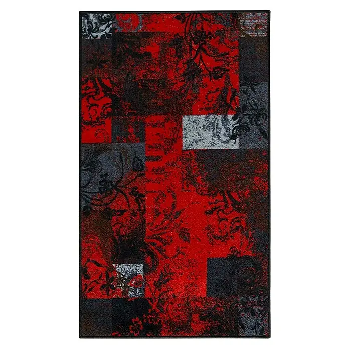 Teppichläufer Maraba - Rot, 200 x 80 cm, 100 % Polyamid - Dieser Teppich ist ein echter Hingucker! Das moderne Design in Rot, Schwarz und Grau macht ihn zu einem Highlight in jedem Raum.