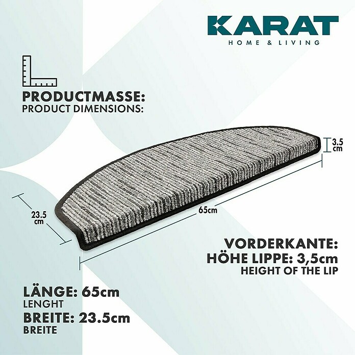Stufenmatte Geneva (65 x 23,5 cm, Anthrazit, Halbrund) | BAUHAUS