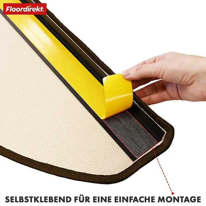 Stufenmatte Veneto - 65 x 23,5 cm, Braun, Halbrund - Selbstklebende Fußmatte für einfache Montage. Ideal für jeden Eingangsbereich und leicht anzubringen.