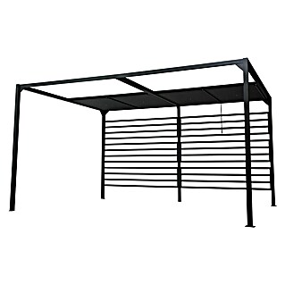 Raffpavillon (B x T: 400 x 300 cm, Farbe Gestell: Schwarz, Farbe Dach: Grau)