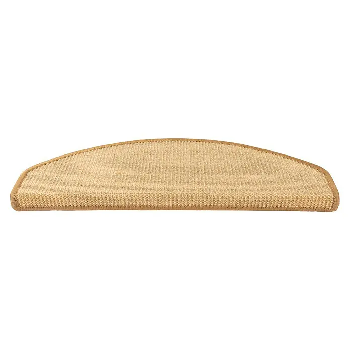 Stufenmatte Premium - 65 x 23,5 cm, 100 % Sisal, Natur - Halbkreisförmige Sisal-Stufenmatte in Beige mit Bordüre für den Innenbereich zur Trittschalldämmung und als Dekoelement.