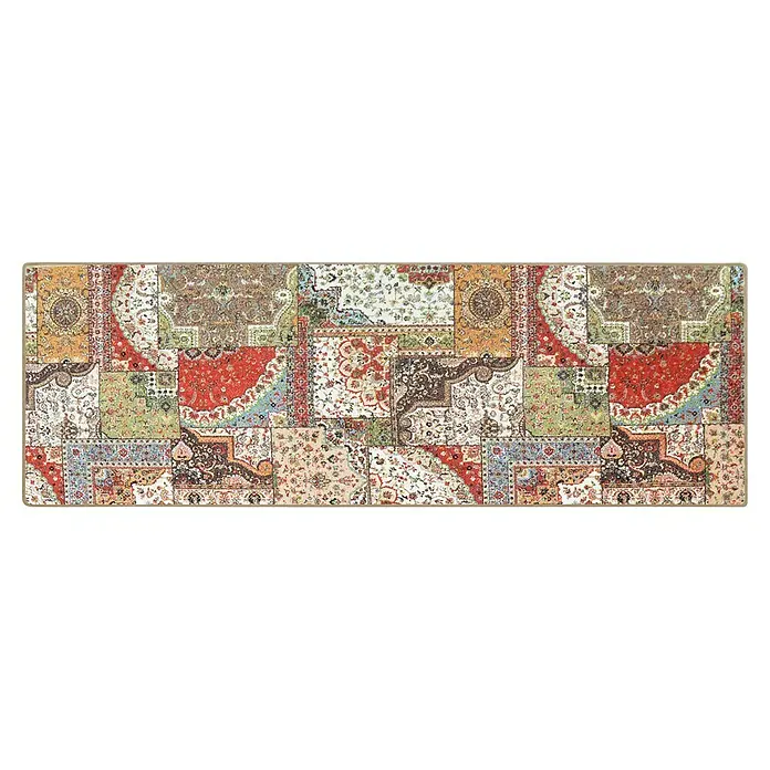 Teppichläufer Tesoro - Bunt, 300 x 80 cm, 100 % Polyamid - Farbenfroher Teppich mit Patchwork-Design. Dieser Teppich besticht durch sein lebendiges und vielfältiges Muster, ideal für jeden Raum.