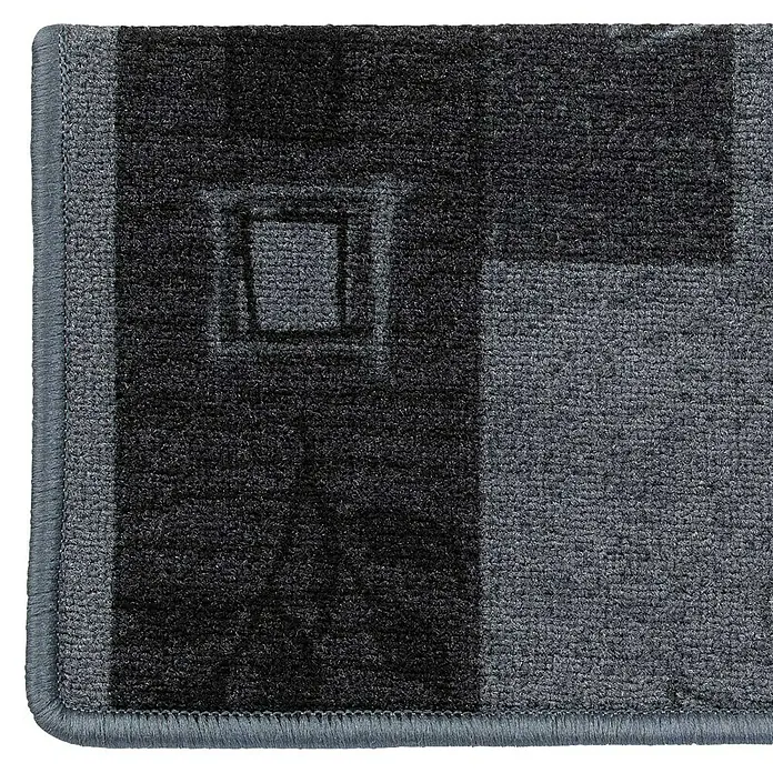 Stufenmatte Akzent - 65 x 23,5 cm, Grau, Rechteck - Detailansicht einer grau-schwarzen Fußmatte mit modernem Muster und schmaler, sauberer Umrandung. Ideal für den Eingangsbereich.
