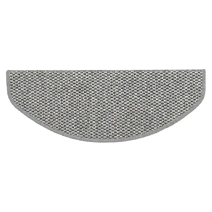 Stufenmatte Kalkutta - 65 x 23,5 cm, Silber, Halbrund - Halbkreisförmiger Türvorleger aus grauem, strukturiertem Material mit Fransenabschluss für den Innenbereich, schmutzabweisend und stilvoll.