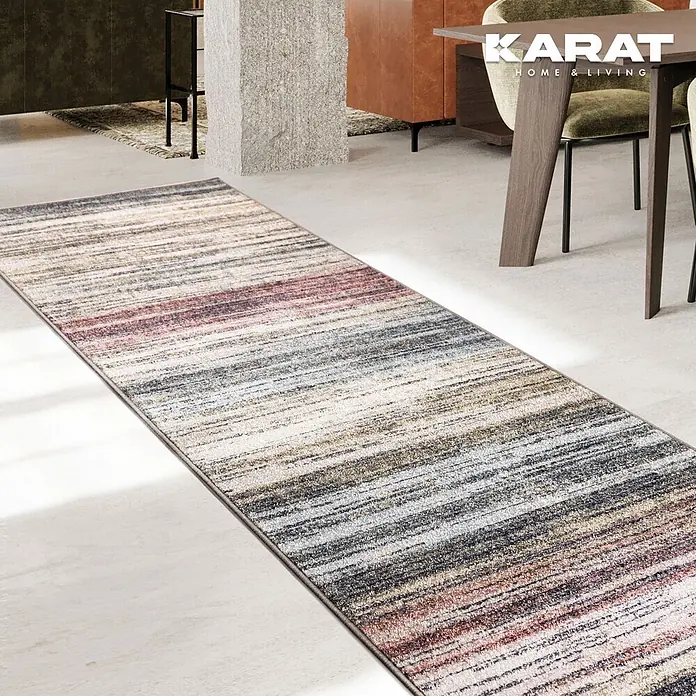 Teppichläufer Cudillero - Bunt, 500 x 80 cm, 100 % Polyamid - Der Läufer mit abstraktem Streifenmuster ist eine stilvolle Ergänzung für jeden Raum und bietet Komfort unter den Füßen.