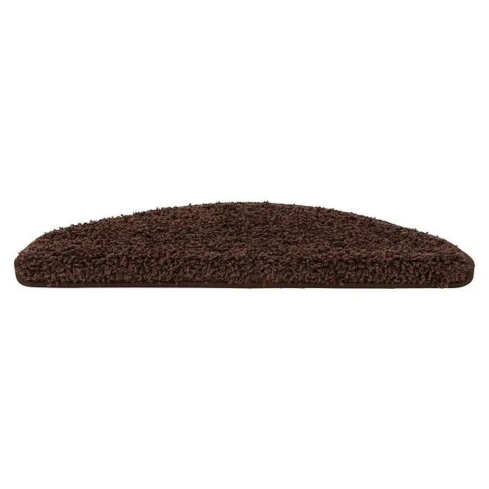 Stufenmatte Shaggy - 65 x 23,5 cm, Dunkelbraun, Halbrund - Halbkreisförmiger, brauner Teppich für Treppen, der Komfort und Sicherheit bietet. Das Produkt ist langlebig und einfach zu installieren.