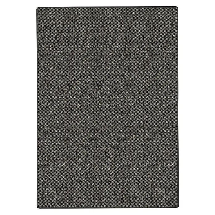 Flachgewebeteppich Kalkutta - Anthrazit, 100 x 100 cm, 83 % Polypropylen, 17 % Naturfaser - Nahaufnahme einer grauen Teppichfliese mit feiner Textur, ideal für Büro- oder Wohnräume. Robust und stilvoll.