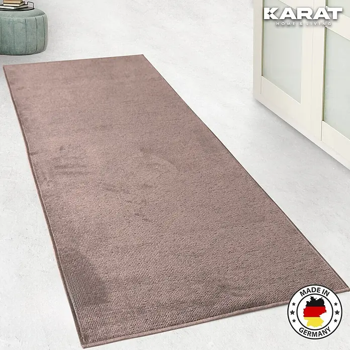 Teppichläufer Azade - Braun, 200 x 80 cm, 65 % Baumwolle, 35 % Polyester - Brauner Teppich der Marke Karat Home & Living. Dieser Teppich ist "Made in Germany" und mit dem OEKO-TEX® Label versehen.