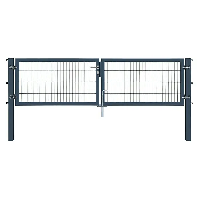 FA-Bausysteme Zauntor Industrietor - 3 x 0,8 m, Stahl, Anthrazit, 2-Flügel, Drahtstärke 6/5/6 mm - Doppelflügeltor mit Gitterfüllung, ideal als Gartentor oder zur Grundstücksbegrenzung. Die robuste Konstruktion sorgt für Sicherheit und Langlebigkeit.