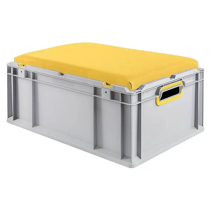 Proregal Euroboxen-Set 3x Eurobox NextGen Seat Box Gelb - L x B x H: 60 x 40 x 26,5 cm, Kunststoff, Grau, Gelb, 3 Stk. - Graue Eurobox mit gelbem Polsterdeckel, ideal für Lagerung und bequemes Sitzen. Praktisch und vielseitig einsetzbar.