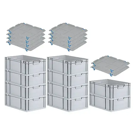 Proregal  Euroboxen-Set 10x Eurobox NextGen Grip mit Auflagedeckel inkl. 4 blauen Verschlüssen