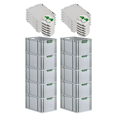 Proregal  Euroboxen-Set 10x Eurobox NextGen Color mit Scharnierdeckel und Verschlüssen