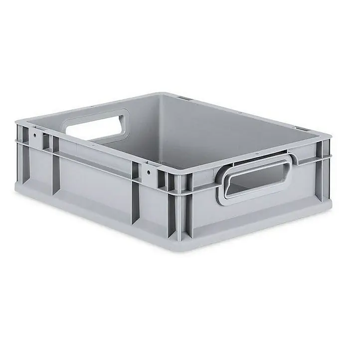 Proregal Euroboxen-Set 10x Eurobox NextGen Grip mit Auflagedeckel inkl. 4 roten Verschlüssen - L x B x H: 40 x 30 x 12 cm, Kunststoff, Grau, 10 Stk. - Graue Kunststoffbox mit integrierten Griffen für einfachen Transport und Lagerung. Ideal für Werkstatt, Lager oder Haushalt.