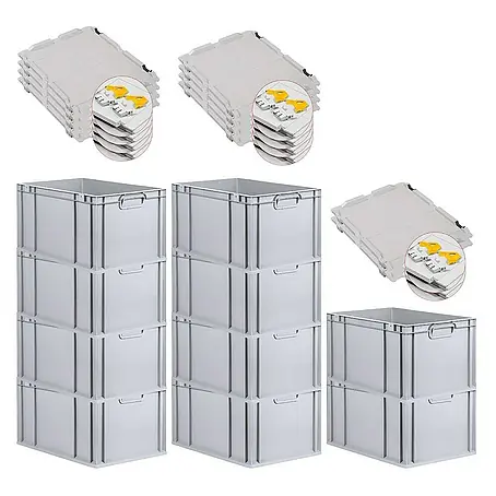 Proregal  Euroboxen-Set 10x Eurobox NextGen Grip mit Scharnierdeckel und gelben Verschlüssen