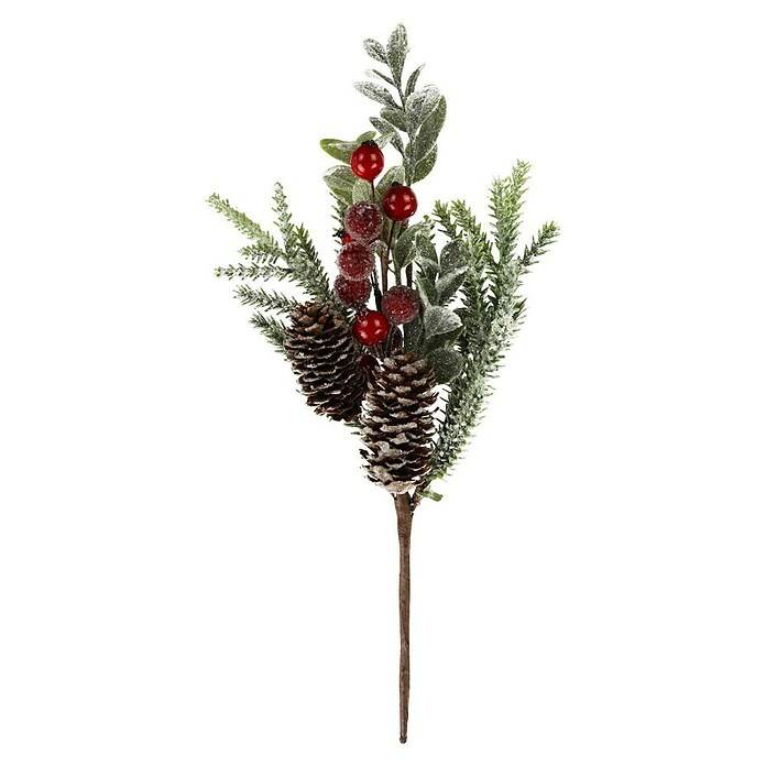 Kunstzweig mit roten Beeren (Länge: 24 mm, Grün/Rot, Kunststoff) | BAUHAUS