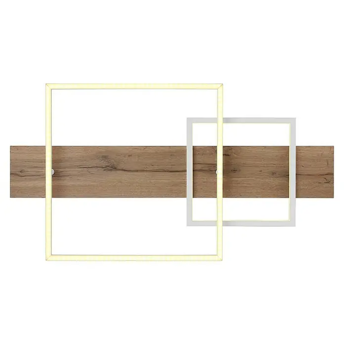 Globo LED-Deckenleuchte Vanni - 24 W, L x B x H: 750 x 400 x 100 mm, Weiß/Braun, Warmweiß - Nahaufnahme eines stilvollen TV-Lowboards mit Holzfront und LED-Beleuchtung, das modernes Design und Funktionalität vereint.
