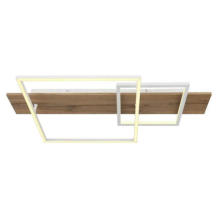 Globo LED-Deckenleuchte Vanni - 24 W, L x B x H: 750 x 400 x 100 mm, Weiß/Braun, Warmweiß - Deckenleuchte mit Holzverkleidung und LED-Beleuchtung. Diese stilvolle Leuchte ist ein echter Hingucker für jeden Raum.