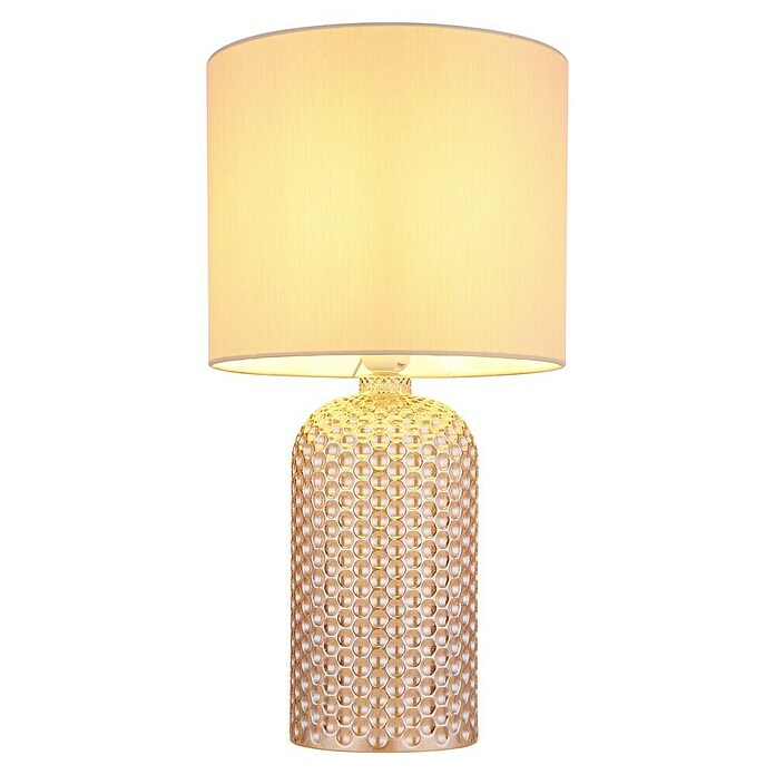 Globo Tischleuchte Sofia (60 W, Glas, Gold, Textil, Champagnerfarben, E27) | BAUHAUS