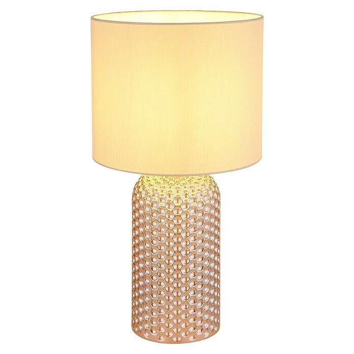 Globo Tischleuchte Sofia (60 W, Glas, Gold, Textil, Champagnerfarben, E27) | BAUHAUS