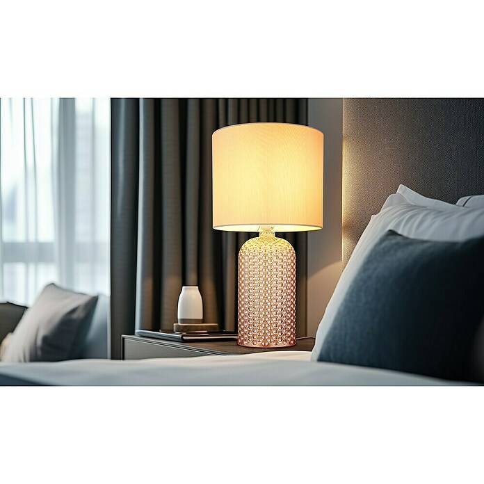 Globo Tischleuchte Sofia (60 W, Glas, Gold, Textil, Champagnerfarben, E27) | BAUHAUS