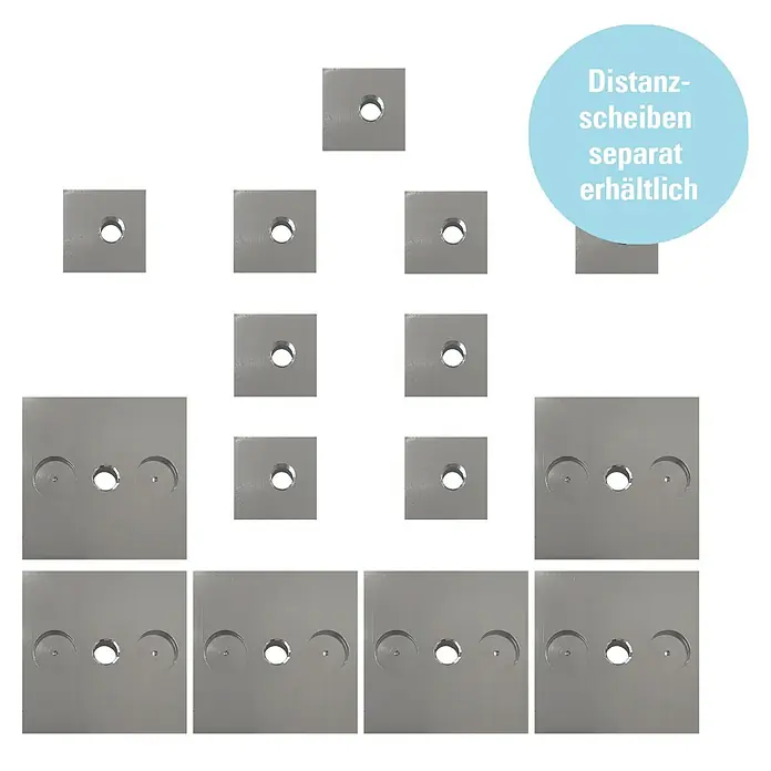 Diamond Doors Holzschiebetür-Beschlag Galaxy - Edelstahloptik, Art Beschlag: Offen, 2.000 mm - Abbildung eines Produkts zur Lichtsteuerung, das aus mehreren quadratischen Komponenten besteht. Abstandsscheiben sind separat erhältlich.