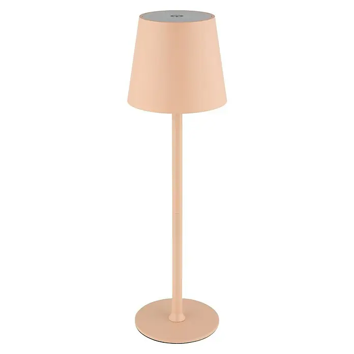 Globo LED-Tischleuchte Vannie - 3 W, Pfirsichfarben, Höhe: 360 mm, Durchmesser: 106 mm, IP44 - Elegante, roséfarbene Tischleuchte mit zylindrischem Schirm und schlankem Ständer, ideal für stilvolle Beleuchtung im Wohnbereich.