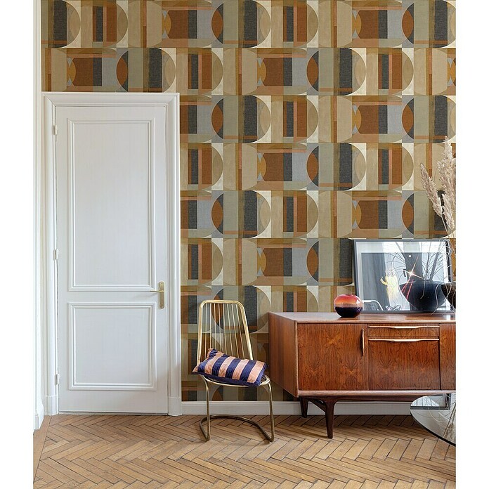 Vliesbehang Sojo Bruin/Blauw (Bruin / Blauw, 10 m x 53 cm) | BAUHAUS
