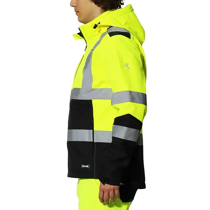 Industrial Starter Chaqueta de trabajo Lavoris Hivi - M, Amarillo/Azul - Chaqueta de trabajo amarilla y negra de alta visibilidad con bandas reflectantes para seguridad en condiciones de luz baja.
