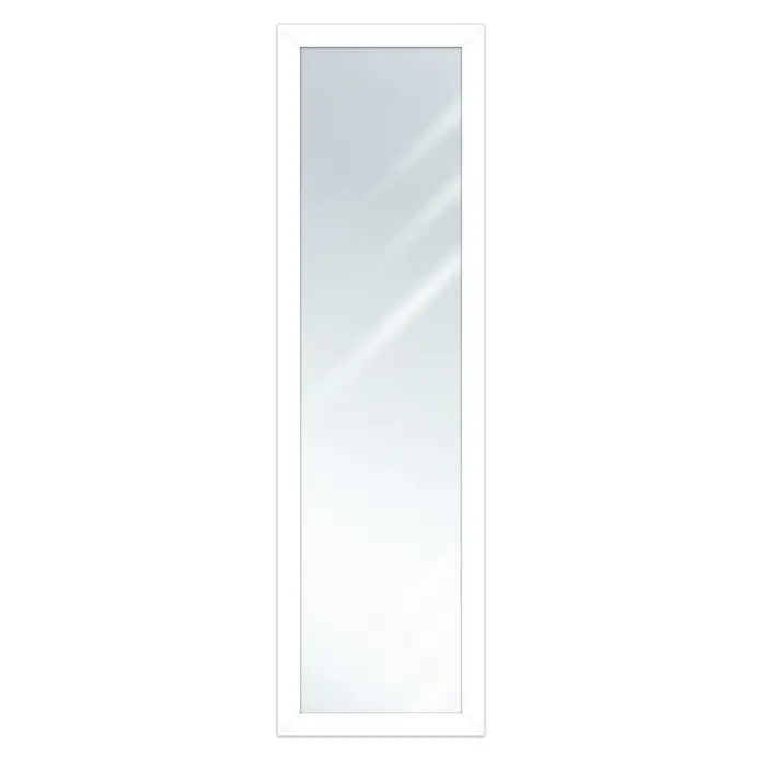 Espejo de pared Edimburgo - 37 x 127 cm, Blanco - Diseño elegante y delgado de espejo con un marco blanco, perfecto para interiores modernos y mejorar el espacio habitable.