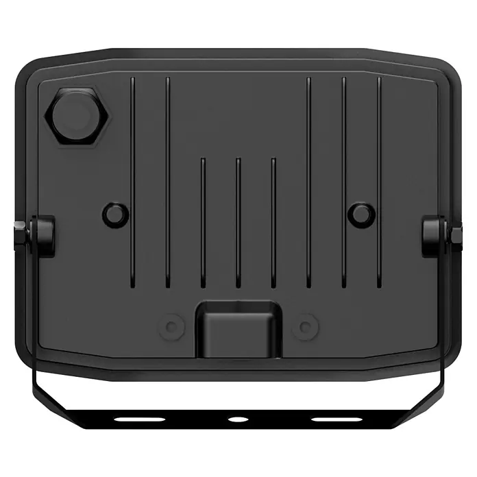 E2 elektro LED-Strahler - 20 W, 2.200 lm, 6.000 K, L x B x H: 12,7 x 3,2 x 10,8 cm, IP65 - Schwarzer LED-Strahler mit Kühlrippen und Montagewinkel zur Befestigung an Wänden oder Decken. Ideal für Außenbereiche.