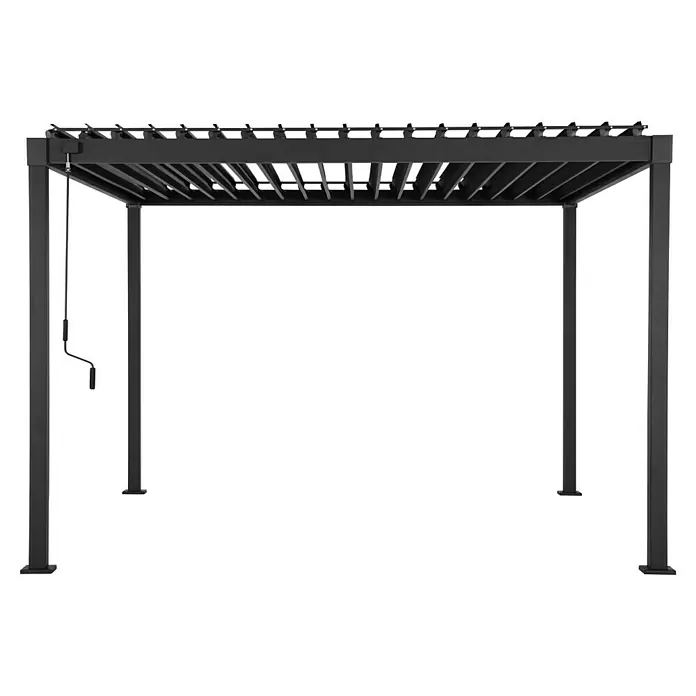 Mirador Pergola Solid 80 - B x T: 400 x 300 cm, Anthrazit, Material Gestell: Stahl - Eine graue Pergola mit verstellbaren Lamellen für den Außenbereich, ideal für Garten oder Terrasse. Stilvolles Design und Sonnenschutz.