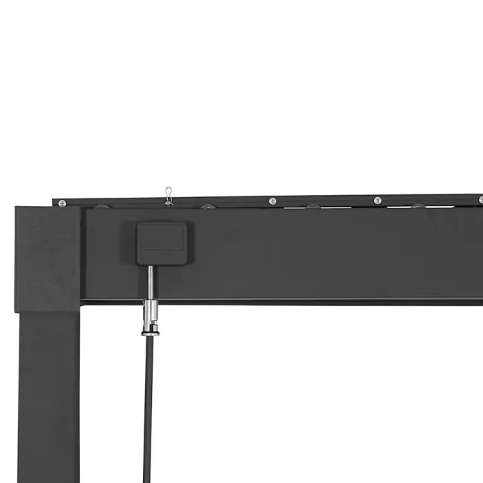 Mirador Pergola Solid 80 - B x T: 400 x 300 cm, Anthrazit, Material Gestell: Stahl - Nahaufnahme einer Pergola-Struktur mit Fokus auf die grauen Metallkomponenten und Beschläge.