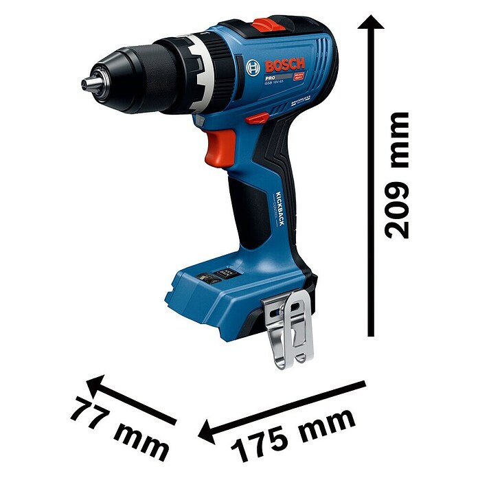 Bosch Professional AMPShare 18V Akumulatorska udarna bušilica/odvijač GSB 18V-65  (18 V, Bez akumulatora, 63 Nm) | BAUHAUS