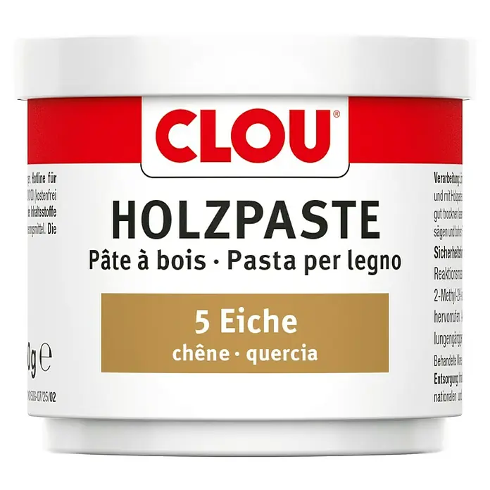 Clou Holzpaste - Eiche, 150 g - Dose Clou Holzpaste, Farbton 5 Eiche. Ideal zum Ausbessern und Reparieren von Holzoberflächen, für ein perfektes Finish.