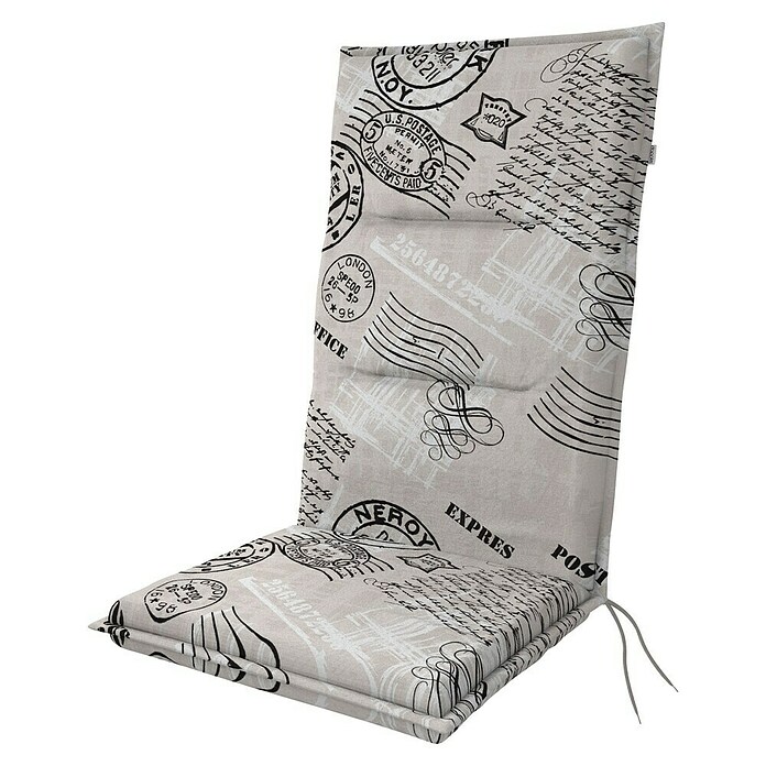 Doppler Sitzauflage Spot (Hochlehner, L x B x H: 119 x 48 x 5 cm, Polyester, Baumwolle, Grau Vintage Schriftmuster) | BAUHAUS