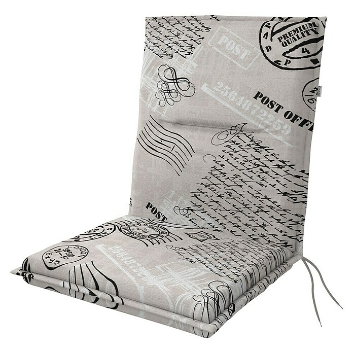 Doppler Sitzauflage Spot (Niederlehner, L x B x H: 100 x 48 x 5 cm, 55% Polyester, 45% Baumwolle, Grau Vintage Schriftmuster) | BAUHAUS