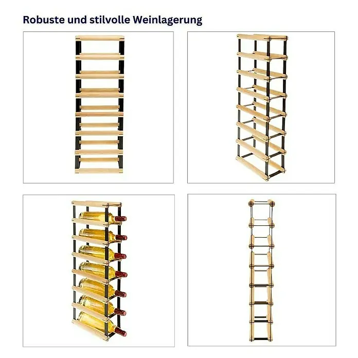 Proregal Flaschenregal Modulares Weinregal VINOTECA MOD METAL für 1x7 Flaschen - L x B x H: 24,5 x 12,5 x 72,5 cm, Holz - Robuste und stilvolle Weinlagerung. Das Weinregal bietet Platz für mehrere Flaschen und ist eine attraktive Ergänzung für jeden Raum.