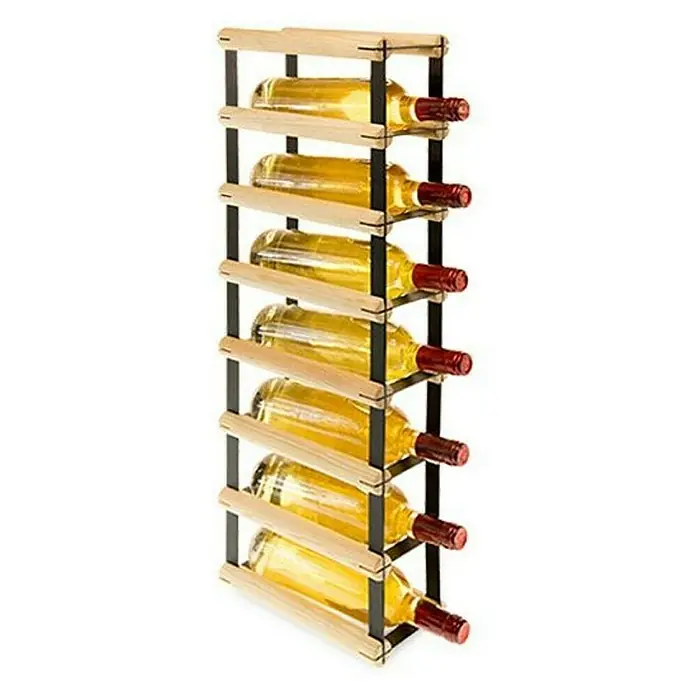 Proregal Flaschenregal Modulares Weinregal VINOTECA MOD METAL für 1x7 Flaschen - L x B x H: 24,5 x 12,5 x 72,5 cm, Holz - Weinregal aus Holz und Metall mit sieben Flaschen Weißwein, ein stilvolles und praktisches Möbelstück für Weinliebhaber.