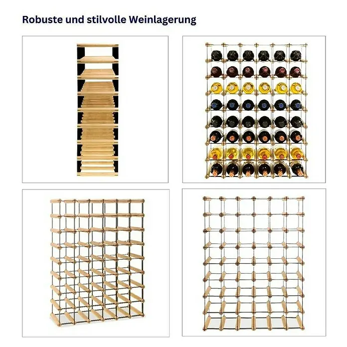 Proregal Flaschenregal Modulares Weinregal VINOTECA MOD METAL für 6x8 Flaschen - Holz - Robuste Weinlagerung: Verschiedene Weinregale aus Holz und Metall für stilvolle Aufbewahrung von Weinflaschen.