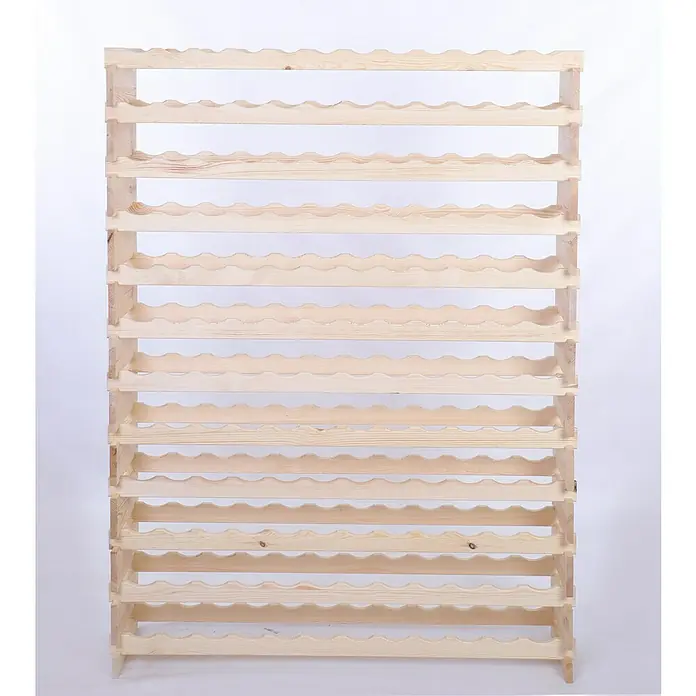 Proregal Flaschenregal Weinregal VINOTECA FLEX PRO für 144 Flaschen - L x B x H: 28 x 123 x 163 cm, Holz, Anzahl Böden: 12 Stk. - Ein unbehandeltes, hölzernes Weinregal mit mehreren Reihen zur Aufbewahrung von Weinflaschen, ideal für Weinliebhaber.