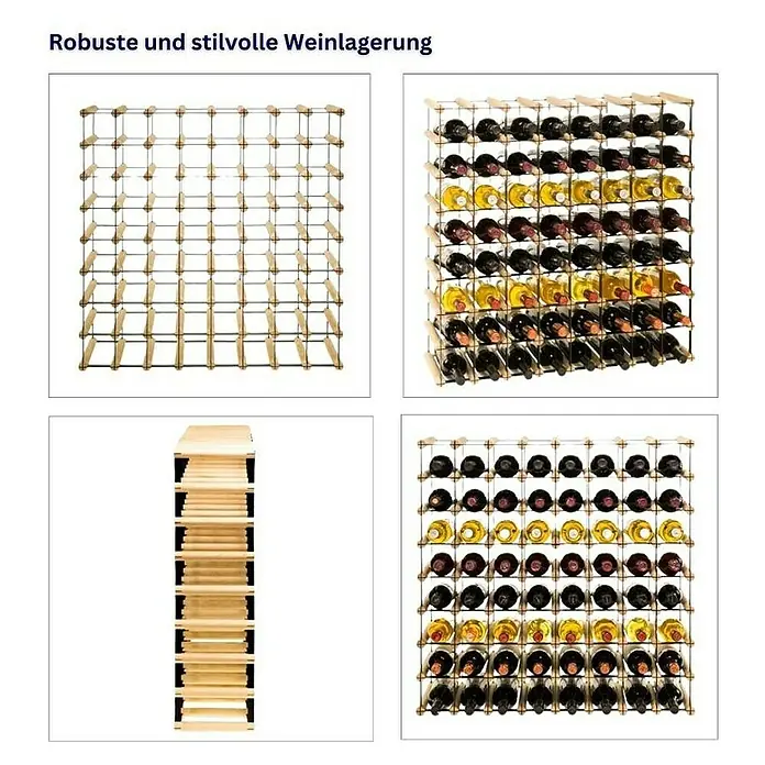 Proregal Flaschenregal Modulares Weinregal VINOTECA MOD METAL für 8x8 Flaschen - Holz - Weinregal aus Holz, robust und stilvoll zur Lagerung von Weinflaschen. Ideal für Weinsammler und Weinliebhaber.