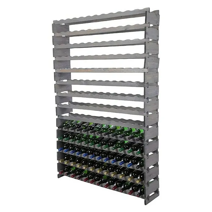 Proregal Flaschenregal Weinregal VINOTECA FLEX PRO für 168 Flaschen - L x B x H: 28 x 123 x 191 cm, Holz, Anzahl Böden: 14 Stk. - Weinregal aus Holz mit mehreren Ebenen zur Lagerung von Weinflaschen. Das Regal ist grau und bietet Platz für viele Flaschen.