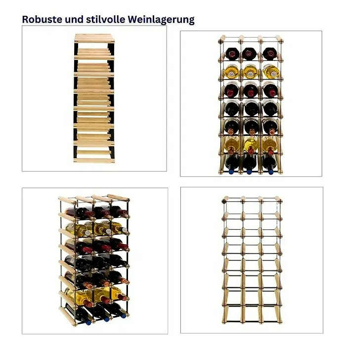 Proregal Flaschenregal Modulares Weinregal VINOTECA MOD METAL für 3x7 Flaschen - L x B x H: 24,5 x 32,5 x 72,5 cm, Holz - Weinregal zur robusten & stilvollen Weinlagerung. Holzregal für Weinflaschen, optimal für Weinliebhaber und zur Aufbewahrung edler Tropfen.