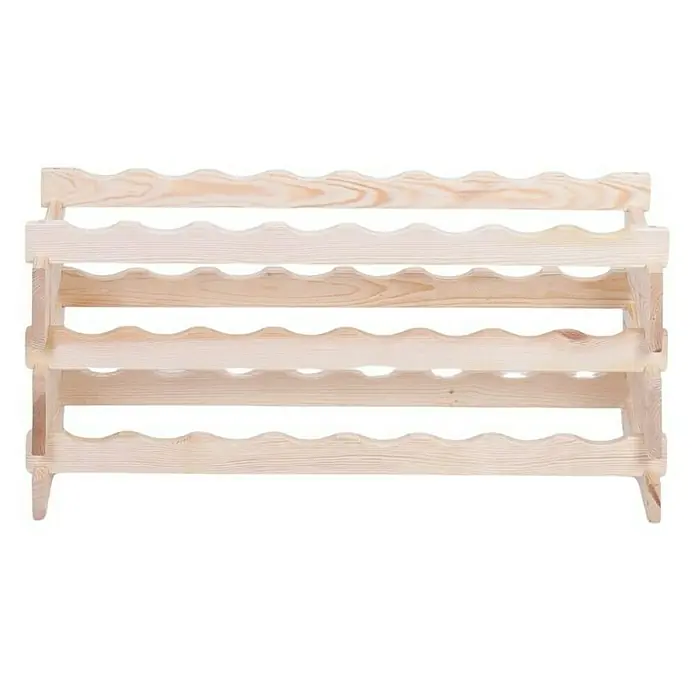 Proregal Flaschenregal Weinregal VINOTECA FLEX PRO für 24 Flaschen - L x B x H: 28 x 84 x 37 cm, Holz, Anzahl Böden: 3 Stk. - Dieses Bild zeigt ein unbehandeltes, dreistöckiges Weinregal aus Holz, das zur Lagerung von Weinflaschen verwendet wird.