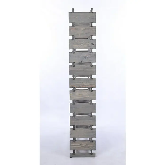 Proregal Flaschenregal Weinregal VINOTECA FLEX PRO für 120 Flaschen - L x B x H: 28 x 103 x 163 cm, Holz, Anzahl Böden: 12 Stk. - Das graue Holzregal besteht aus horizontalen Brettern, die durch vertikale Stützen verbunden sind, ideal für eine minimalistische Einrichtung.