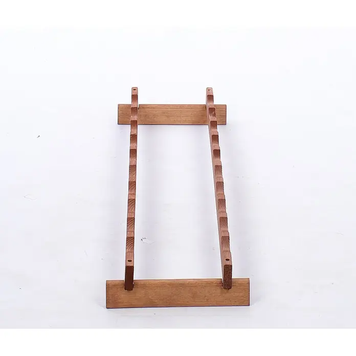 Proregal Flaschenregal Weinregal VINOTECA FLEX PRO für 10 Flaschen - L x B x H: 28 x 103 x 9 cm, Holz, Anzahl Böden: 1 Stk. - Ein detailreiches Foto zeigt einen hölzernen Flaschenständer, der durch sein schlichtes Design und die natürliche Holzmaserung besticht. Ideal für Weinliebhaber.
