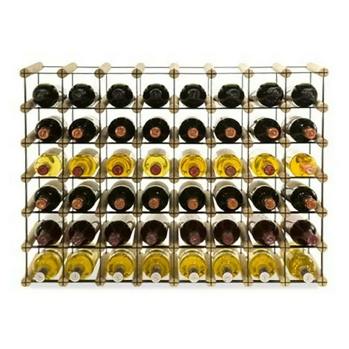 Proregal Flaschenregal Modulares Weinregal VINOTECA MOD METAL für 8x6 Flaschen - L x B x H: 24,5 x 82,5 x 62,5 cm, Holz - Ein Weinregal aus Holz mit mehreren Flaschen Wein, darunter Rotwein und Weißwein, perfekt zur Aufbewahrung von Wein.